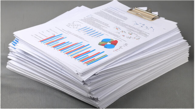 Business reports filled with data analysis, charts, and statistics are essential documents for decision-making, project planning, and performance evaluation in any office environment
