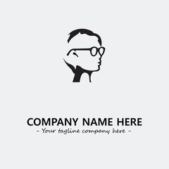 woman with glasses silhouette illustration black and white for logo company vector image