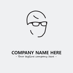 woman with glasses silhouette illustration black and white for logo company vector image