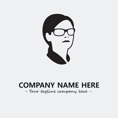 woman with glasses silhouette illustration black and white for logo company vector image