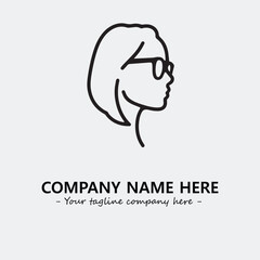 woman with glasses silhouette illustration black and white for logo company vector image