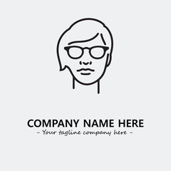 woman with glasses silhouette illustration black and white for logo company vector image