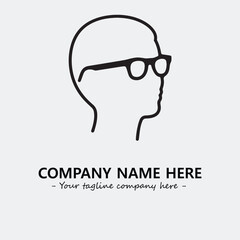 woman with glasses silhouette illustration black and white for logo company vector image