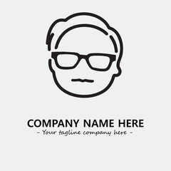 woman with glasses silhouette illustration black and white for logo company vector image