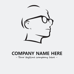 woman with glasses silhouette illustration black and white for logo company vector image