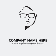 woman with glasses silhouette illustration black and white for logo company vector image