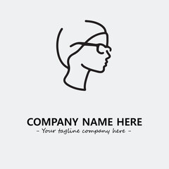 woman with glasses silhouette illustration black and white for logo company vector image