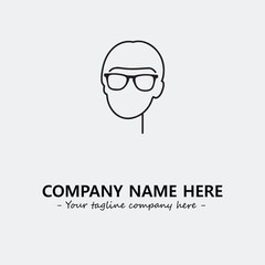woman with glasses silhouette illustration black and white for logo company vector image