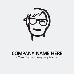 woman with glasses silhouette illustration black and white for logo company vector image