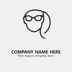 woman with glasses silhouette illustration black and white for logo company vector image
