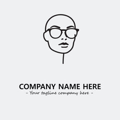 woman with glasses silhouette illustration black and white for logo company vector image