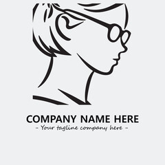 woman with glasses silhouette illustration black and white for logo company vector image