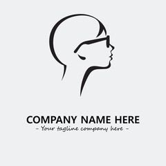 woman with glasses silhouette illustration black and white for logo company vector image
