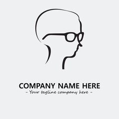 woman with glasses silhouette illustration black and white for logo company vector image