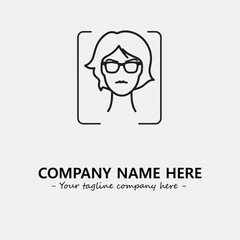 woman with glasses silhouette illustration black and white for logo company vector image