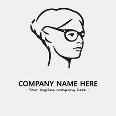 woman with glasses silhouette illustration black and white for logo company vector image