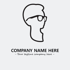 woman with glasses silhouette illustration black and white for logo company vector image