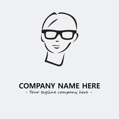 woman with glasses silhouette illustration black and white for logo company vector image