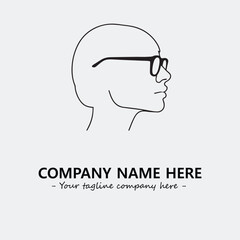 woman with glasses silhouette illustration black and white for logo company vector image