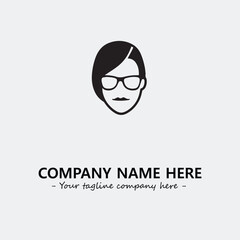 woman with glasses silhouette illustration black and white for logo company vector image