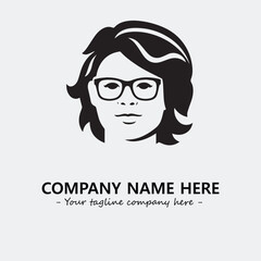woman with glasses silhouette illustration black and white for logo company vector image