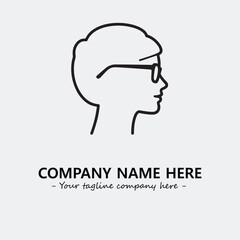 woman with glasses silhouette illustration black and white for logo company vector image