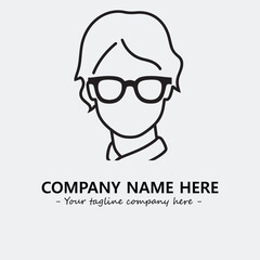 woman with glasses silhouette illustration black and white for logo company vector image