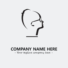 woman with glasses silhouette illustration black and white for logo company vector image