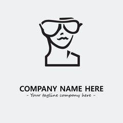 woman with glasses silhouette illustration black and white for logo company vector image