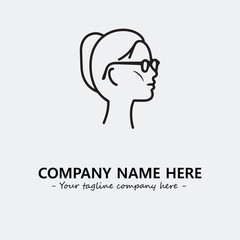 woman with glasses silhouette illustration black and white for logo company vector image