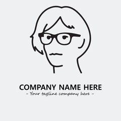 woman with glasses silhouette illustration black and white for logo company vector image