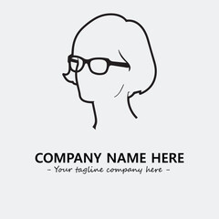 woman with glasses silhouette illustration black and white for logo company vector image