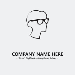 woman with glasses silhouette illustration black and white for logo company vector image