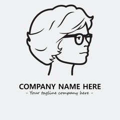 woman with glasses silhouette illustration black and white for logo company vector image