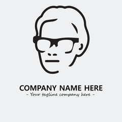 woman with glasses silhouette illustration black and white for logo company vector image
