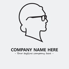 woman with glasses silhouette illustration black and white for logo company vector image