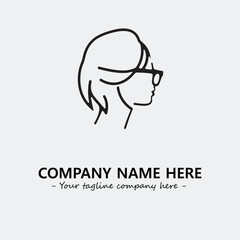 woman with glasses silhouette illustration black and white for logo company vector image