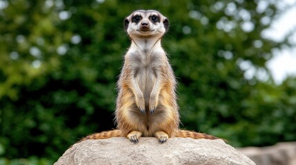 Meerkat Standing Guard on Rock