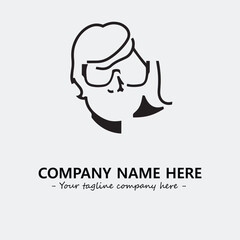 woman with glasses silhouette illustration black and white for logo company vector image