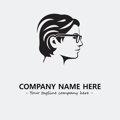 woman with glasses silhouette illustration black and white for logo company vector image