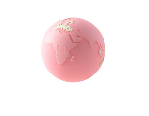Obraz premium Pink 3D Cartoon Globe of the Earth