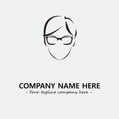 woman with glasses silhouette illustration black and white for logo company vector image