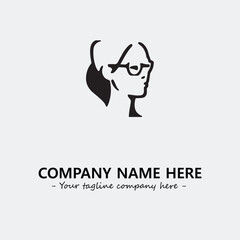 woman with glasses silhouette illustration black and white for logo company vector image