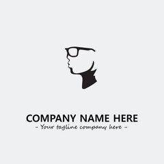 woman with glasses silhouette illustration black and white for logo company vector image