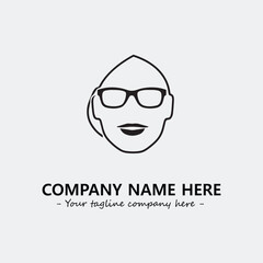 woman with glasses silhouette illustration black and white for logo company vector image
