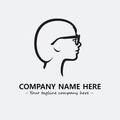 woman with glasses silhouette illustration black and white for logo company vector image