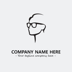 woman with glasses silhouette illustration black and white for logo company vector image