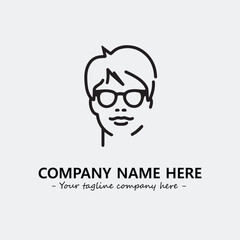 woman with glasses silhouette illustration black and white for logo company vector image