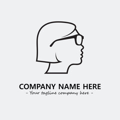 woman with glasses silhouette illustration black and white for logo company vector image