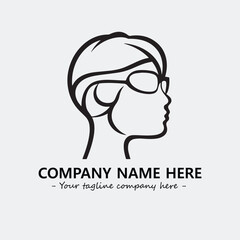 woman with glasses silhouette illustration black and white for logo company vector image